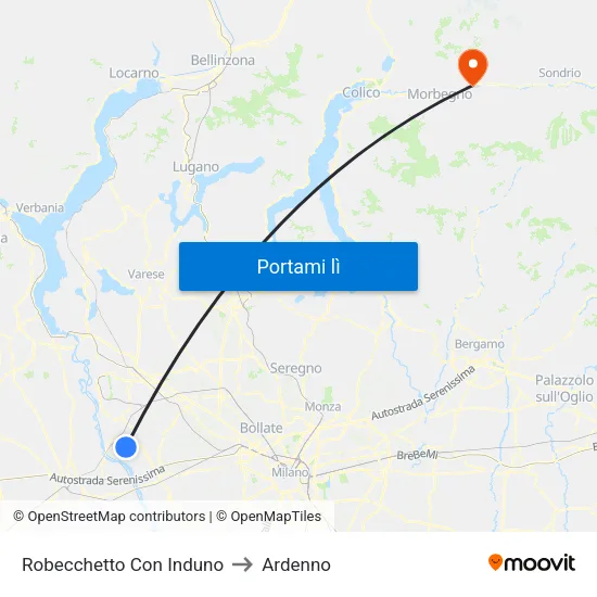 Robecchetto Con Induno to Ardenno map