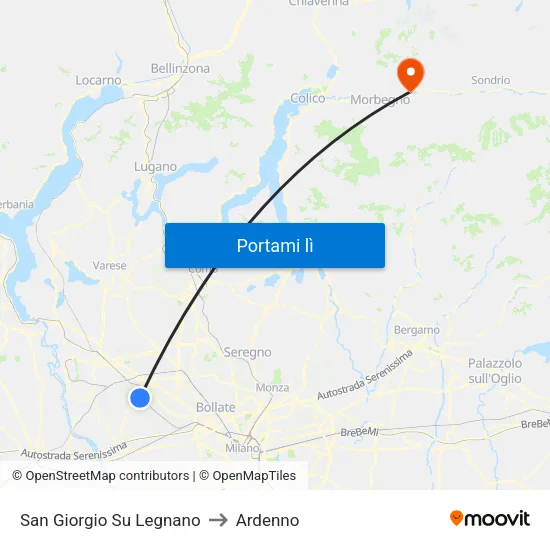 San Giorgio Su Legnano to Ardenno map