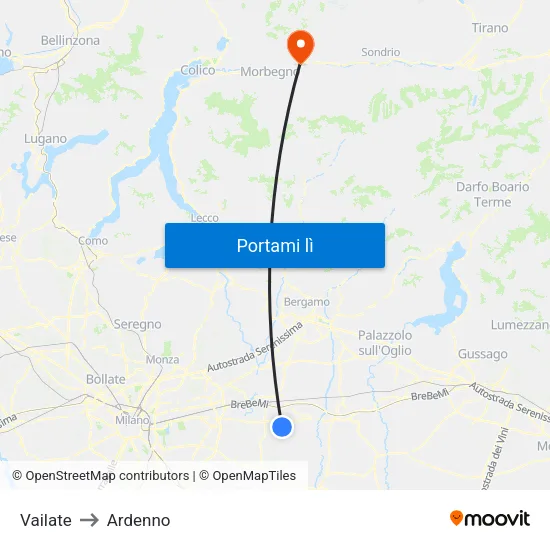 Vailate to Ardenno map