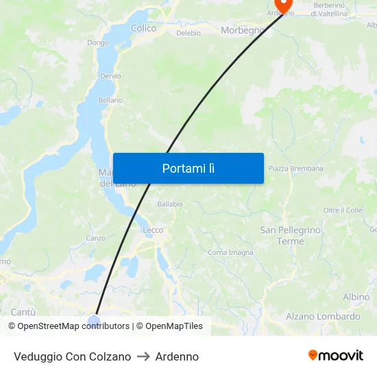 Veduggio Con Colzano to Ardenno map