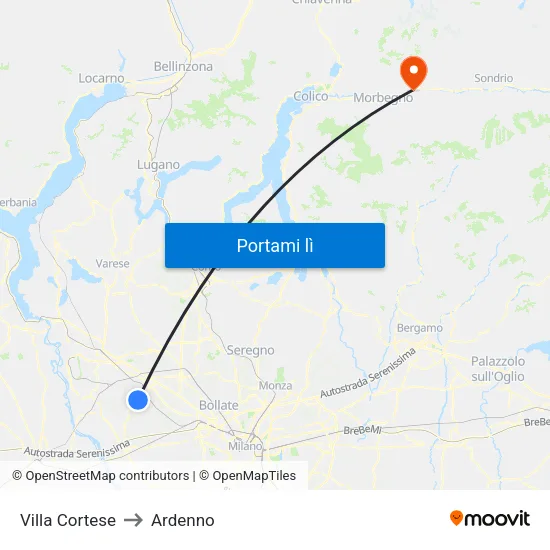 Villa Cortese to Ardenno map