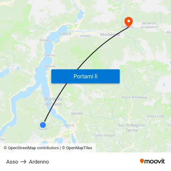 Asso to Ardenno map