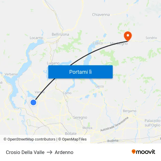 Crosio Della Valle to Ardenno map