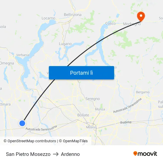 San Pietro Mosezzo to Ardenno map