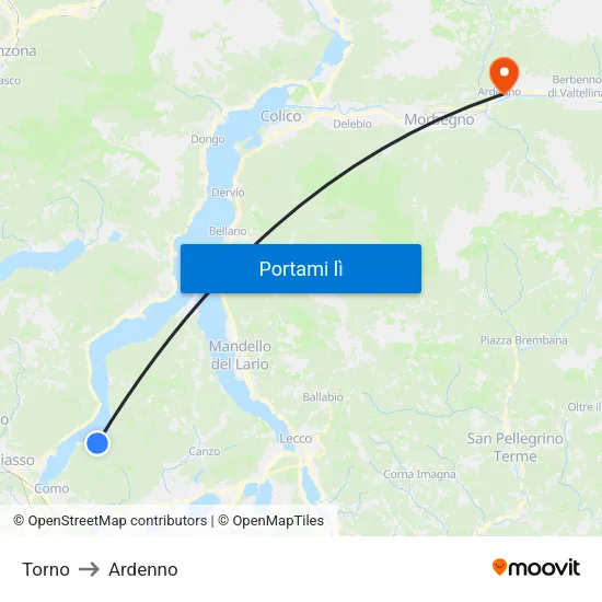 Torno to Ardenno map