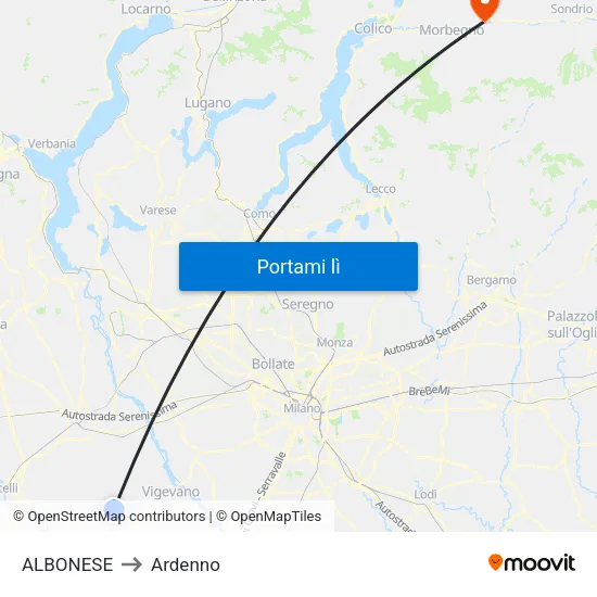 ALBONESE to Ardenno map