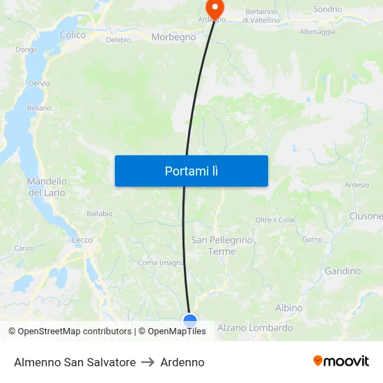 Almenno San Salvatore to Ardenno map