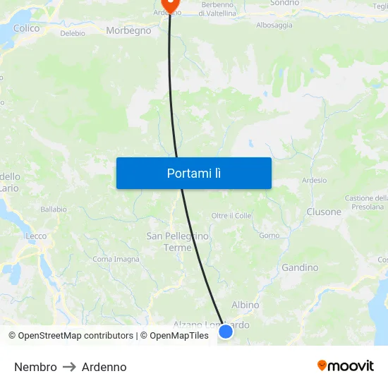 Nembro to Ardenno map