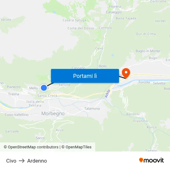 Civo to Ardenno map