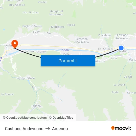 Castione Andevenno to Ardenno map