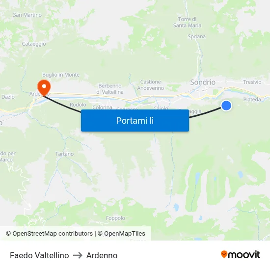Faedo Valtellino to Ardenno map