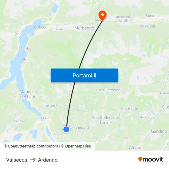 Valsecca to Ardenno map