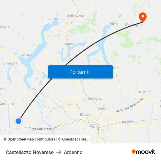 Castellazzo Novarese to Ardenno map