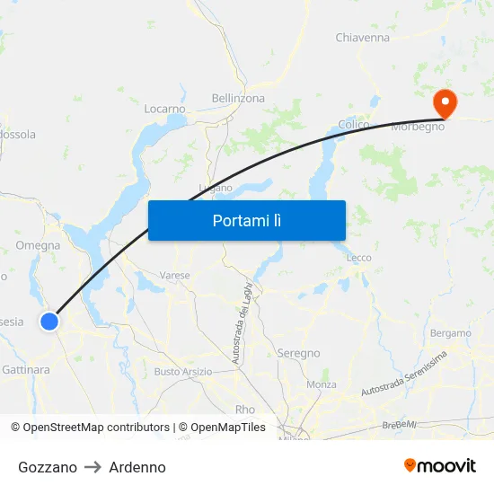 Gozzano to Ardenno map