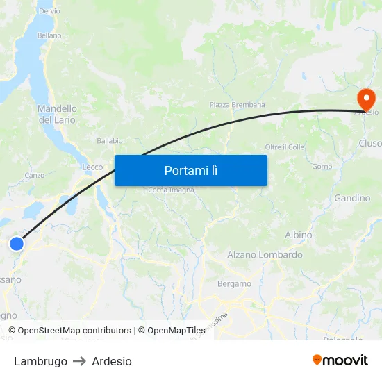 Lambrugo to Ardesio map