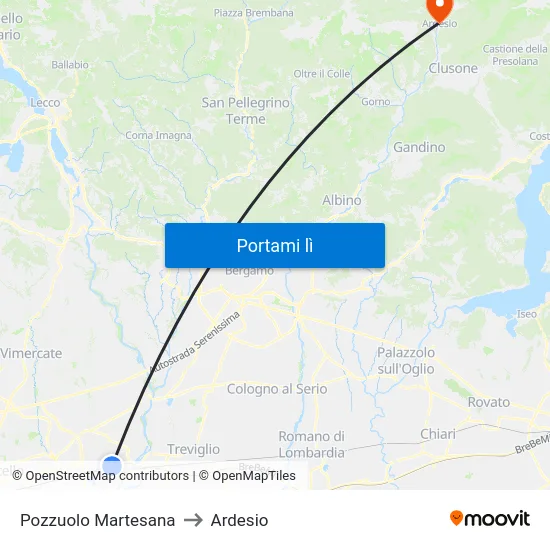 Pozzuolo Martesana to Ardesio map