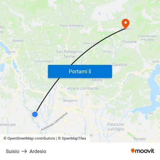 Suisio to Ardesio map