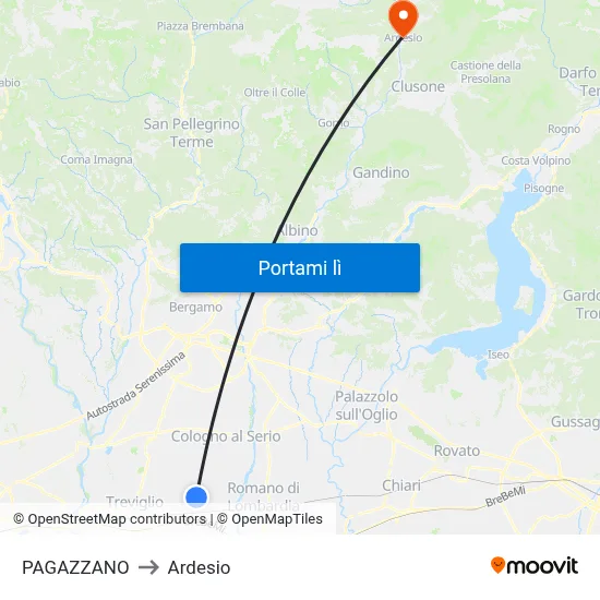 PAGAZZANO to Ardesio map