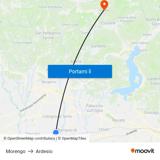 Morengo to Ardesio map