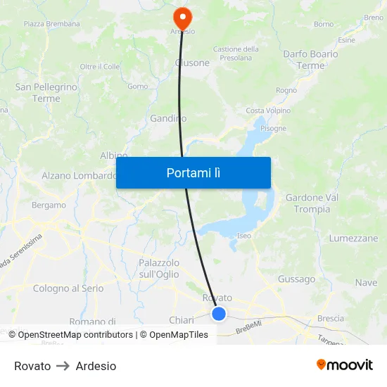 Rovato to Ardesio map