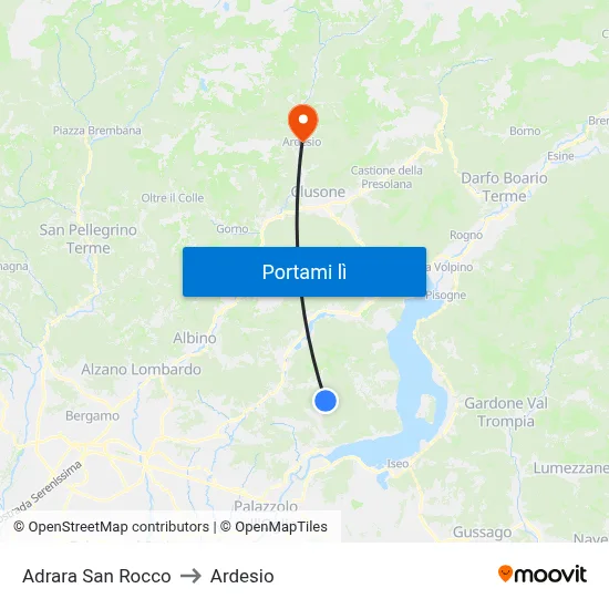Adrara San Rocco to Ardesio map