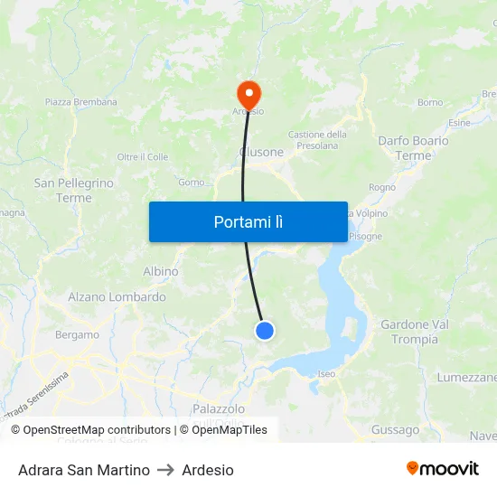 Adrara San Martino to Ardesio map