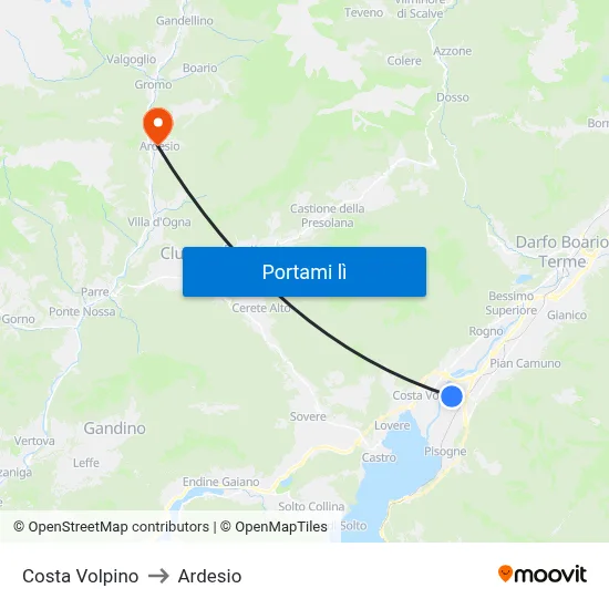 Costa Volpino to Ardesio map