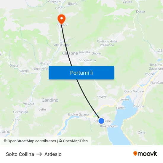 Solto Collina to Ardesio map