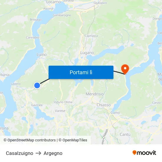 Casalzuigno to Argegno map