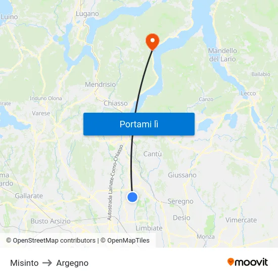 Misinto to Argegno map