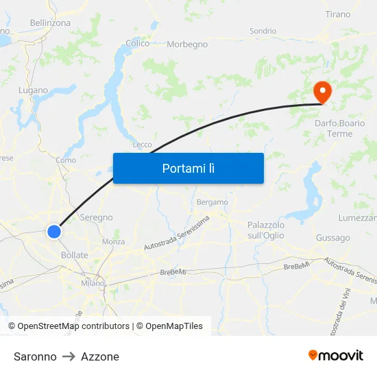 Saronno to Azzone map