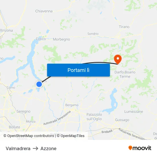 Valmadrera to Azzone map