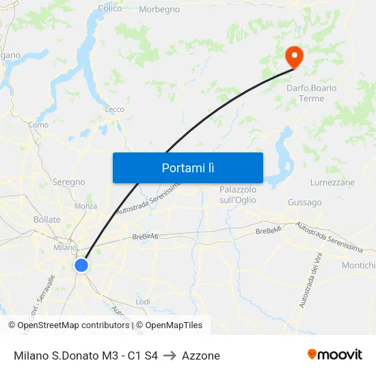 Milano S.Donato M3 - C1 S4 to Azzone map
