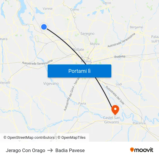 Jerago Con Orago to Badia Pavese map