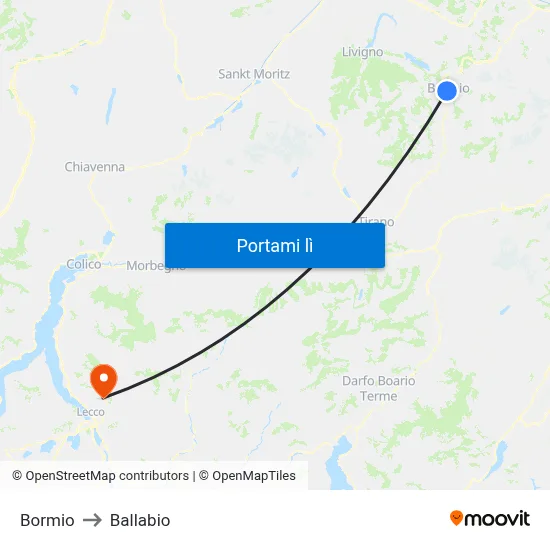 Bormio to Ballabio map