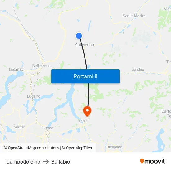 Campodolcino to Ballabio map
