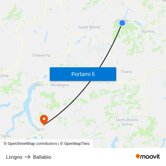 Livigno to Ballabio map