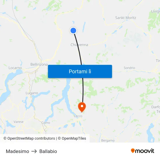 Madesimo to Ballabio map