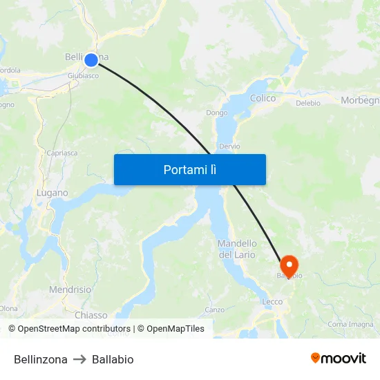 Bellinzona to Ballabio map