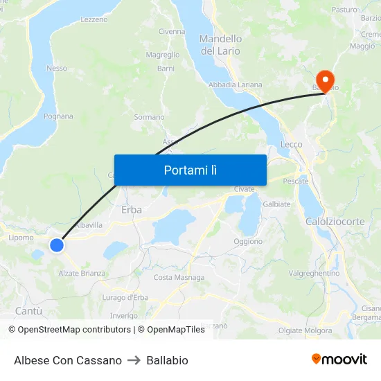 Albese Con Cassano to Ballabio map