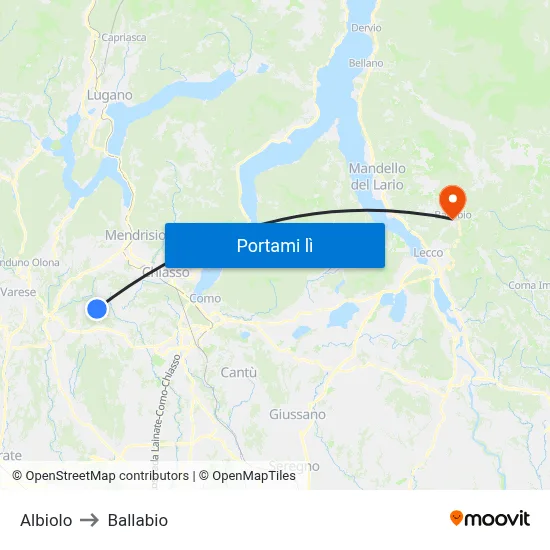 Albiolo to Ballabio map