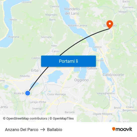 Anzano Del Parco to Ballabio map
