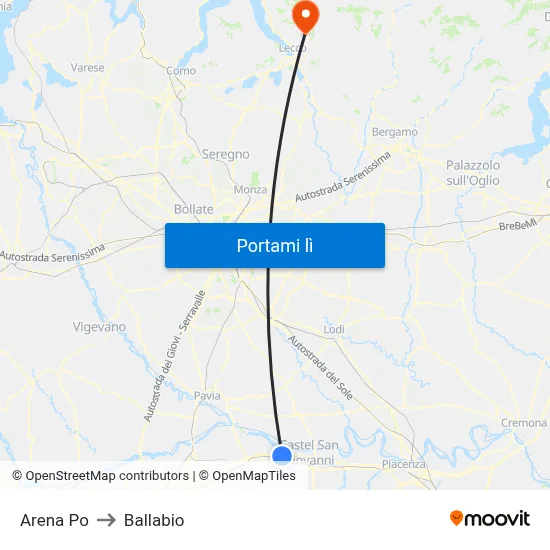 Arena Po to Ballabio map