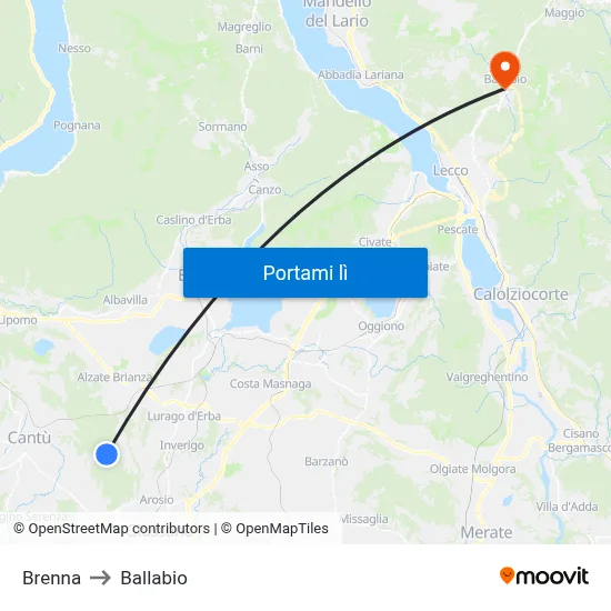 Brenna to Ballabio map
