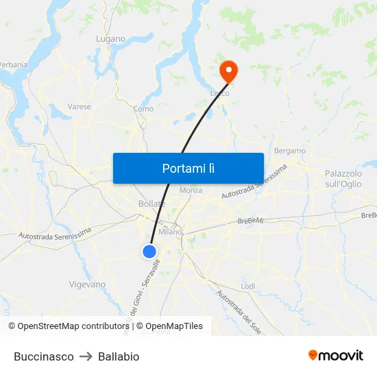 Buccinasco to Ballabio map