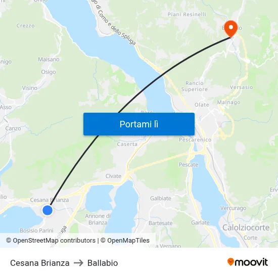 Cesana Brianza to Ballabio map