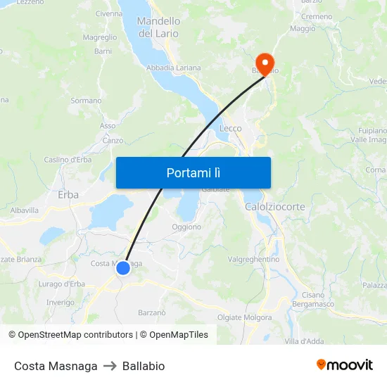 Costa Masnaga to Ballabio map