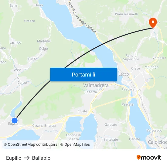 Eupilio to Ballabio map