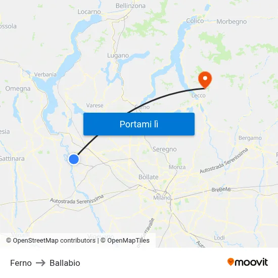 Ferno to Ballabio map