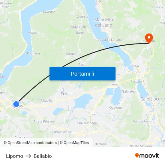 Lipomo to Ballabio map